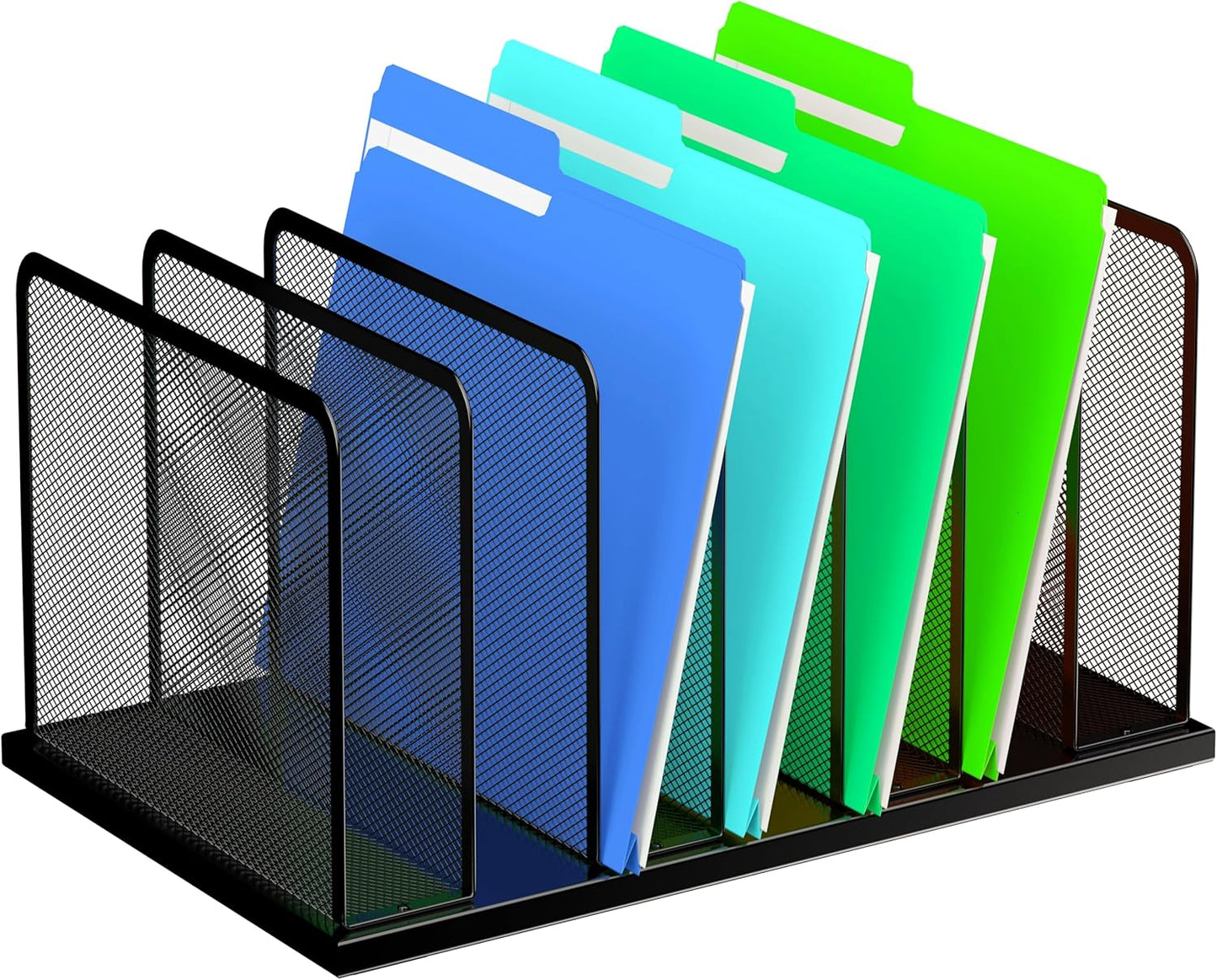 Kuntine.B Desk File Organizer 5 Sections Upright Mesh Desktop Organizer File Sorter Office Organization File Holder for Home, Office & Classroom