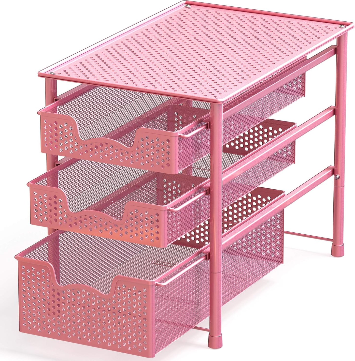Simple Houseware Stackable 3 Tier Sliding Basket Organizer Drawer, Silver