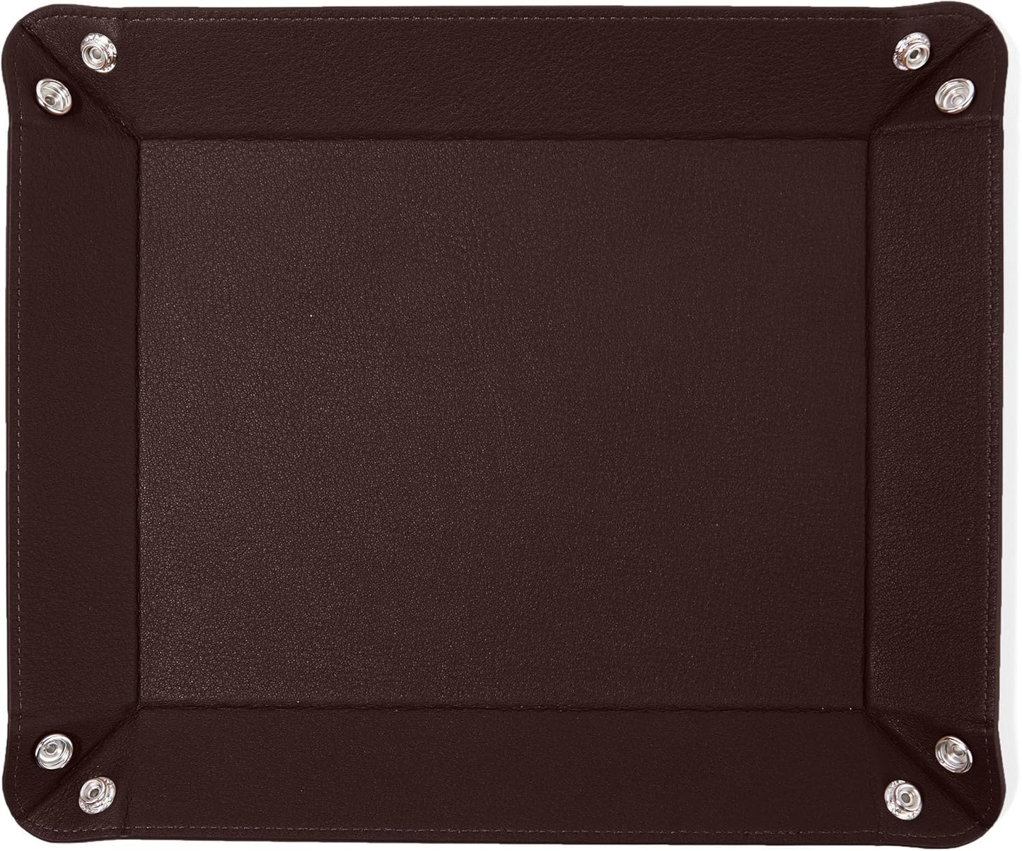 Leatherology Black Onyx Rectangle Valet Tray – Travel-Friendly Catchall Organizer with Snap Corners, Stitched Edge Detail & Gift Box – Desk Tray for Keys, Wallet, Watch & Accessories