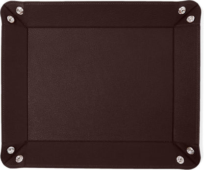 Leatherology Black Onyx Rectangle Valet Tray – Travel-Friendly Catchall Organizer with Snap Corners, Stitched Edge Detail & Gift Box – Desk Tray for Keys, Wallet, Watch & Accessories