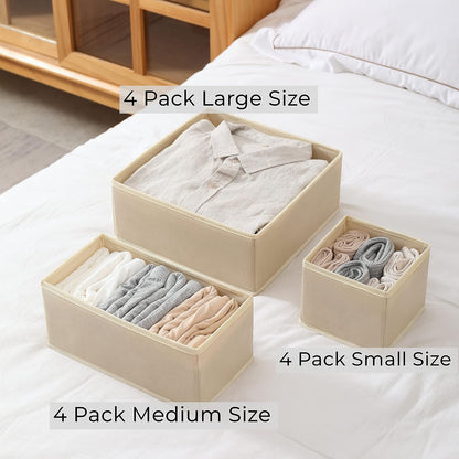 Fordonral 12 Pack Drawer Organizer Clothes, Foldable Fabric Dresser Organizer Closet Organizers and Storage Box for Underwear,Folded Clothes,Baby Clothing,Socks,Bra,Towels,Ties(12 Pack,Gray)