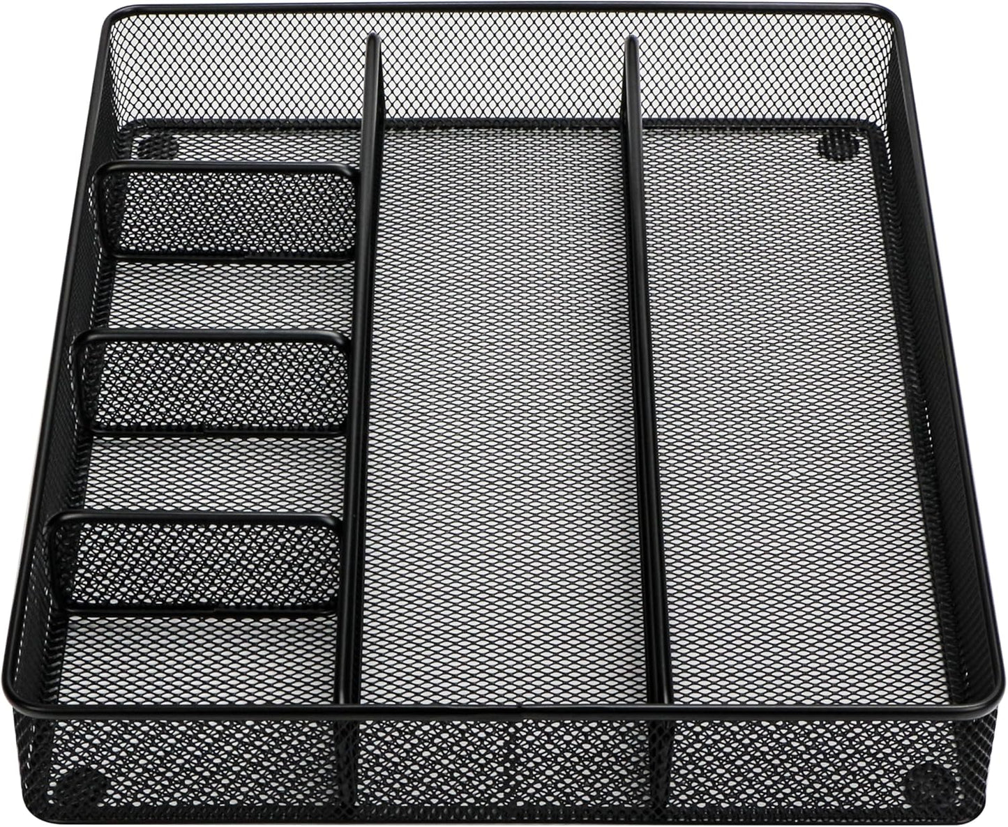 Annova Desk Drawer Organizer Tray for Office Organization - Metal Mesh - Storage Tray with Dividers for Pens, Desktop Accessories, Bathroom, Kitchen, Makeup and Office Supplies (Small, Gold)