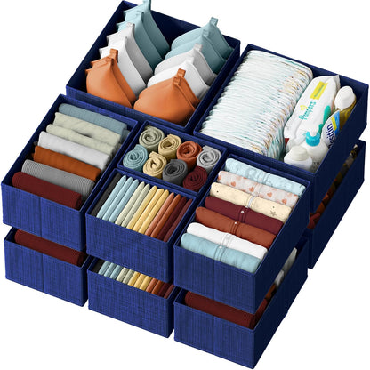 Drawer Organizer Clothes Set of 12 Grey - Dresser Organizer For Nursery, Bedroom, Closet - The Perfect Baby Clothes Organizer and Storage & General Nursery Organization or Dresser Drawer Organizers