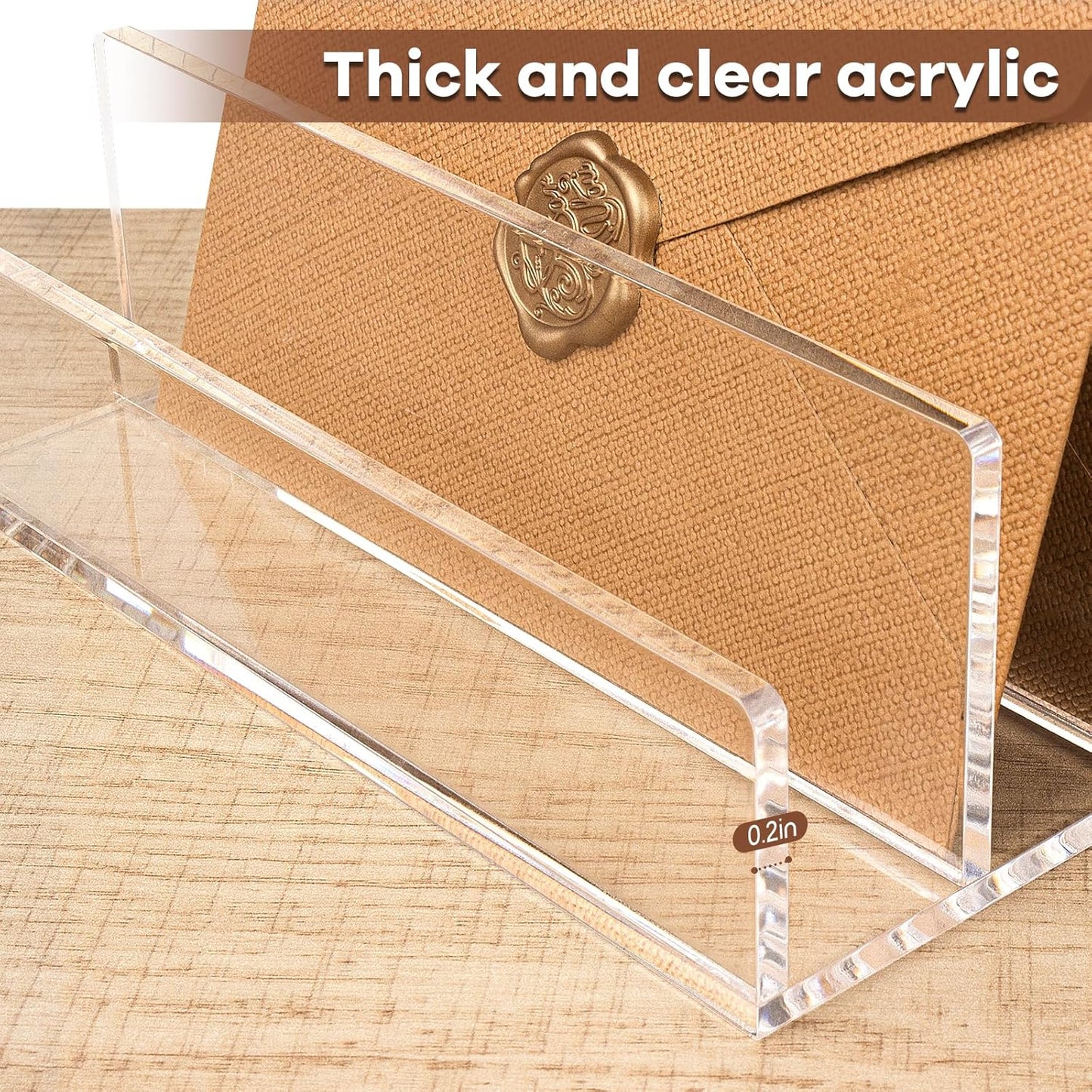 Acrylic Mail Organizer File Sorters for Desk,3-Section Laddered Desktop Vertical Letter Holder,Desk Organizer Workspace Organizer