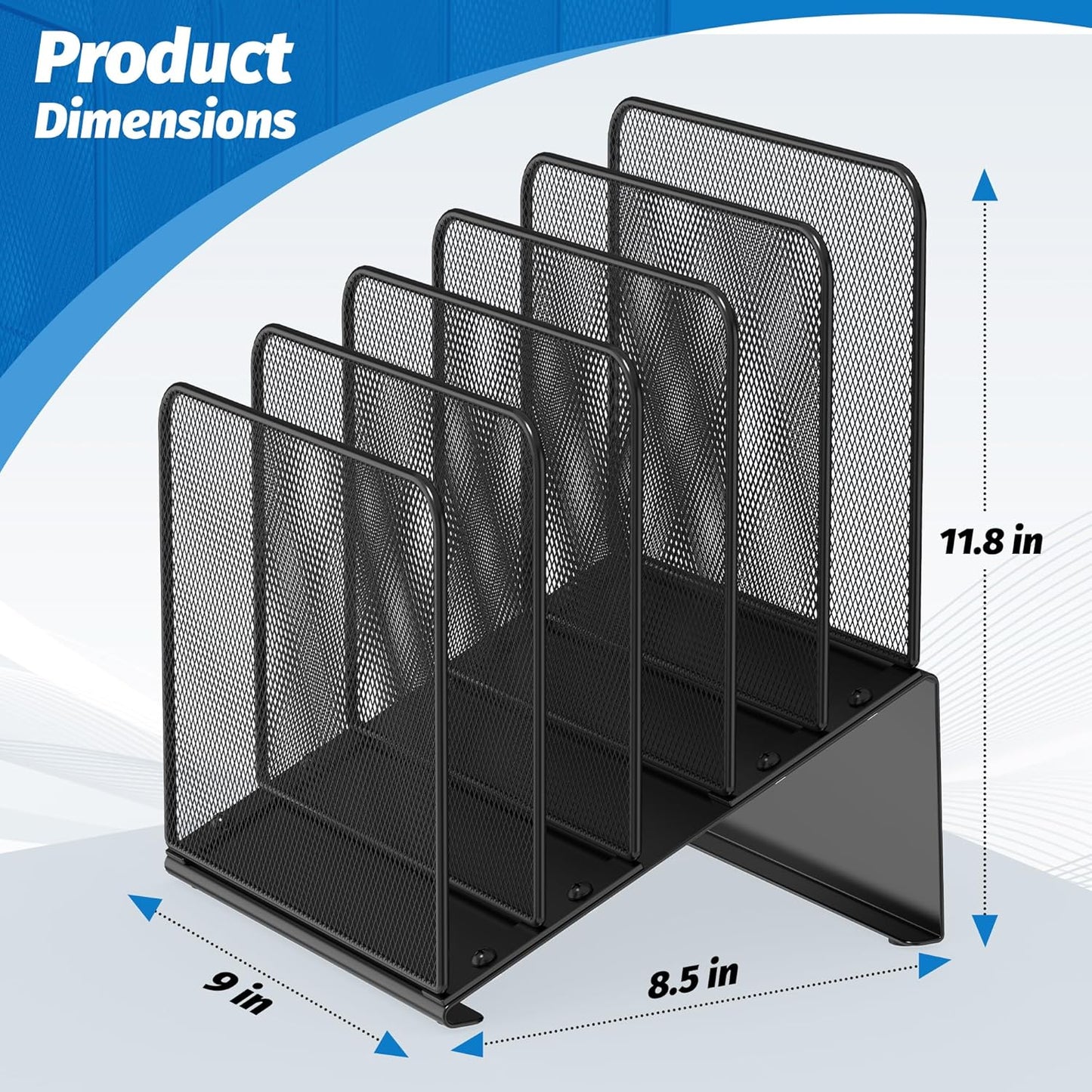 Inclined 5-Section Desk File Organizer, Vertical File Folder Holder File Sorter File Organizer for Desk Desktop Organization for Office Classroom