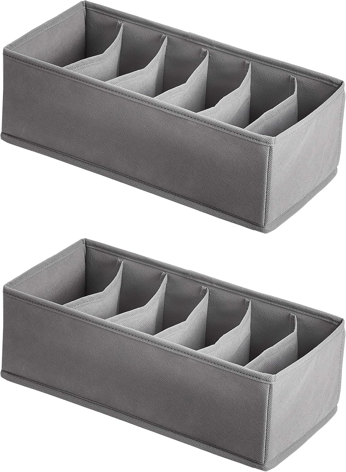 Amazon Basics Collapsible Cloth Drawer Organizer Boxes for Socks, Underwear and Baby Clothes, Storage Bins, Gray, Set of 6