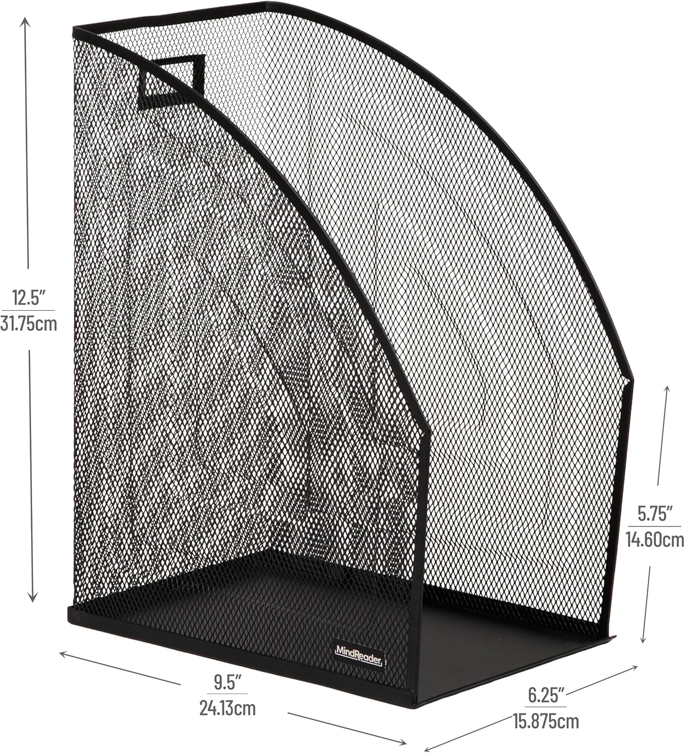 Mind Reader Vertical File Organizers, Desktop File Holders for Folders, Magazines, and Paperwork, Workspace Organizer, Metal Mesh, Set of 2, Black