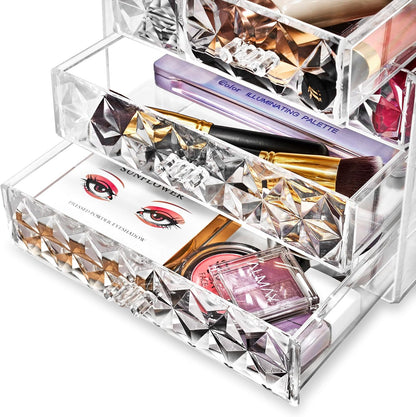 Sorbus Acrylic Makeup Organizer Set, 6-Drawer Vanity & Countertop Cosmetic Storage with Small & Wide Drawers, Clear Makeup Storage for Brushes, Lipsticks, Jewelry – Holiday Gift for Women & Teens