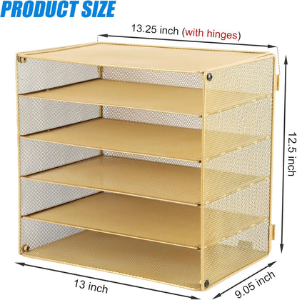 EASEPRES 3 Tier Mesh Desk Organizer Tray, File Paper Letter Folder Holder Desktop Paper Sorter Mail Organization Rack Storage Accessories, for Office Home School Classroom, Black