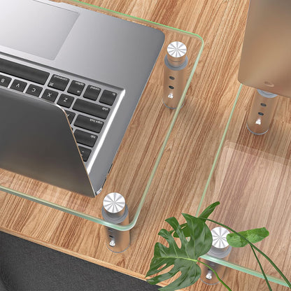 Hemudu Monitor Stand -3 Adjustable Height Monitor Riser, Computer Monitor Stand, Desktop Organizer, Monitor Stand Riser for PC, Computer, Laptop Clear