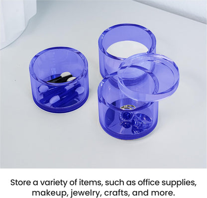 OfficeGoods 3-Tier Stackable Acrylic Holder- Stylish Desk Organizer and Storage for Office or Home – Transparent Round Design with Gold Metal Base