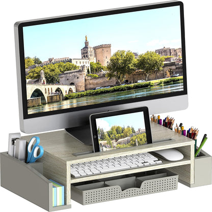 Simple Houseware Desk Monitor Stand Riser with Adjustable Organizer tray, Espresso