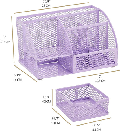 Exerz Desk Organizer Golden Office Desk Accessories Supplies Office Storage Desktop Pencil Pen Holder with Drawer Home Workspace