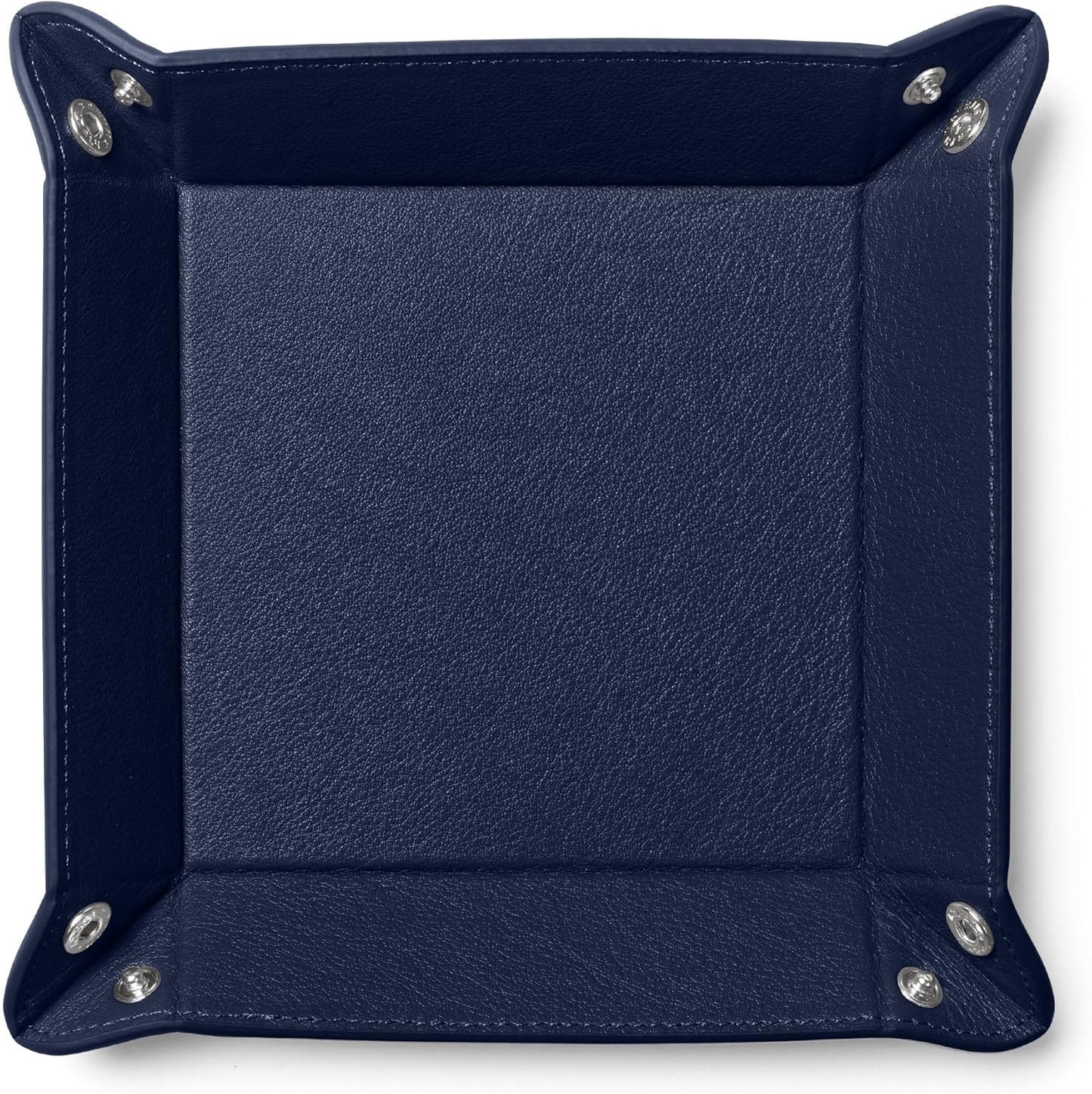 Leatherology Black Onyx Rectangle Valet Tray – Travel-Friendly Catchall Organizer with Snap Corners, Stitched Edge Detail & Gift Box – Desk Tray for Keys, Wallet, Watch & Accessories