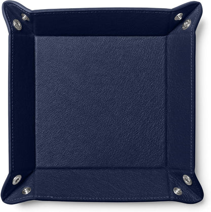 Leatherology Black Onyx Rectangle Valet Tray – Travel-Friendly Catchall Organizer with Snap Corners, Stitched Edge Detail & Gift Box – Desk Tray for Keys, Wallet, Watch & Accessories