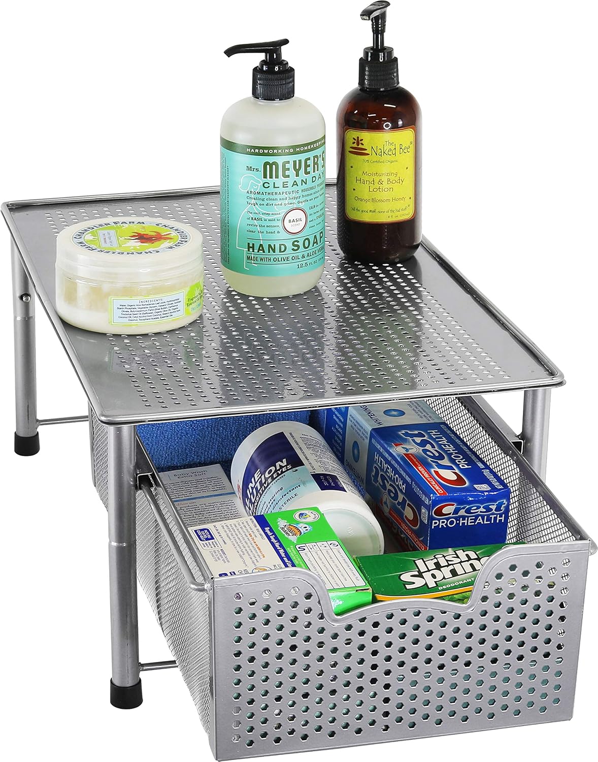 Simple Houseware Stackable 3 Tier Sliding Basket Organizer Drawer, Silver