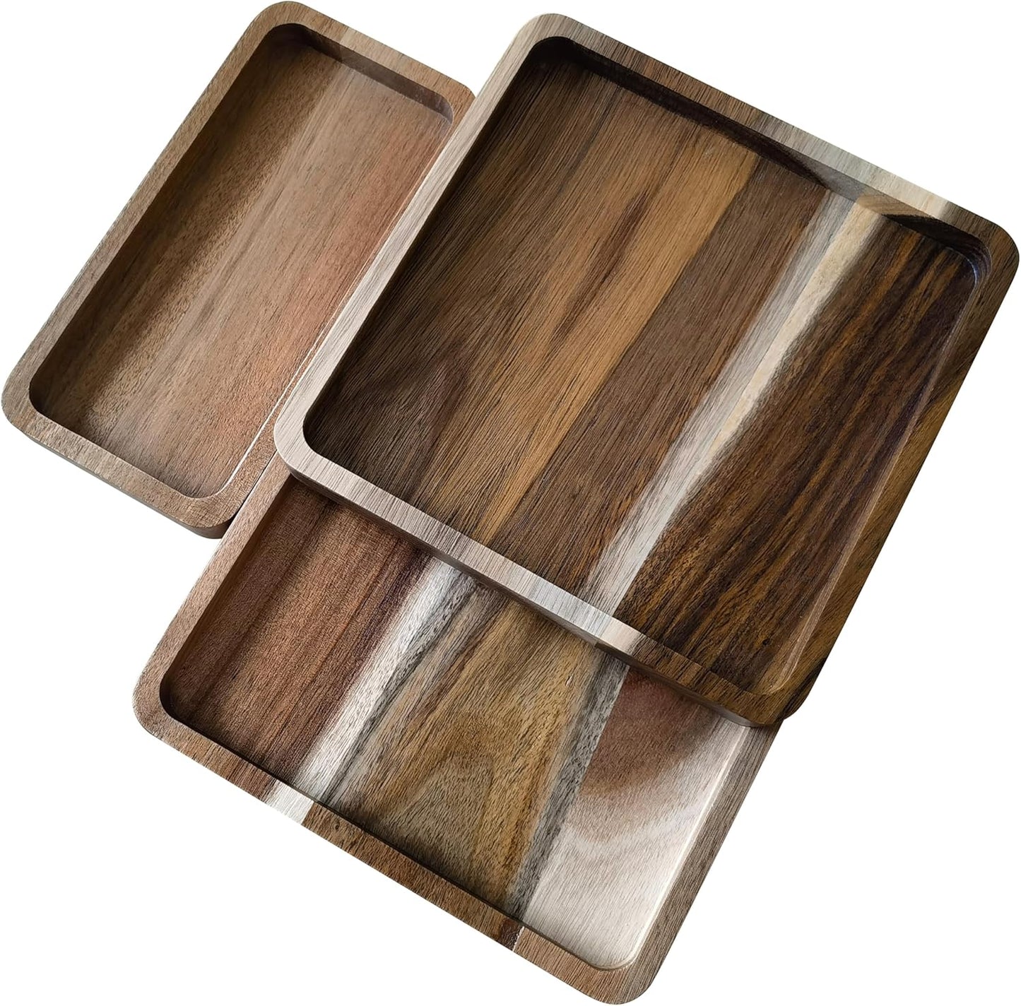 Acacia Wooden Valet Tray for Men,Natural Wood Grain EDC Tray Set Catch All for Keys Wallet Phone Glasses Watch Jewelry Pen,Tray Organizer for Entryway Nightstand Office Desk Drawer