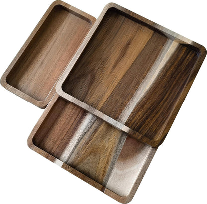 Acacia Wooden Valet Tray for Men,Natural Wood Grain EDC Tray Set Catch All for Keys Wallet Phone Glasses Watch Jewelry Pen,Tray Organizer for Entryway Nightstand Office Desk Drawer