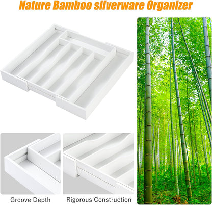 Kitchen Silverware Drawer Organizer and Storage Flatware Cutlery Utensil Holder Spice Rack Containers Bathroom Counter Cabinet Office Desk Makeup Drawer Tray Kitchen and Dining Tools Decor Accessories