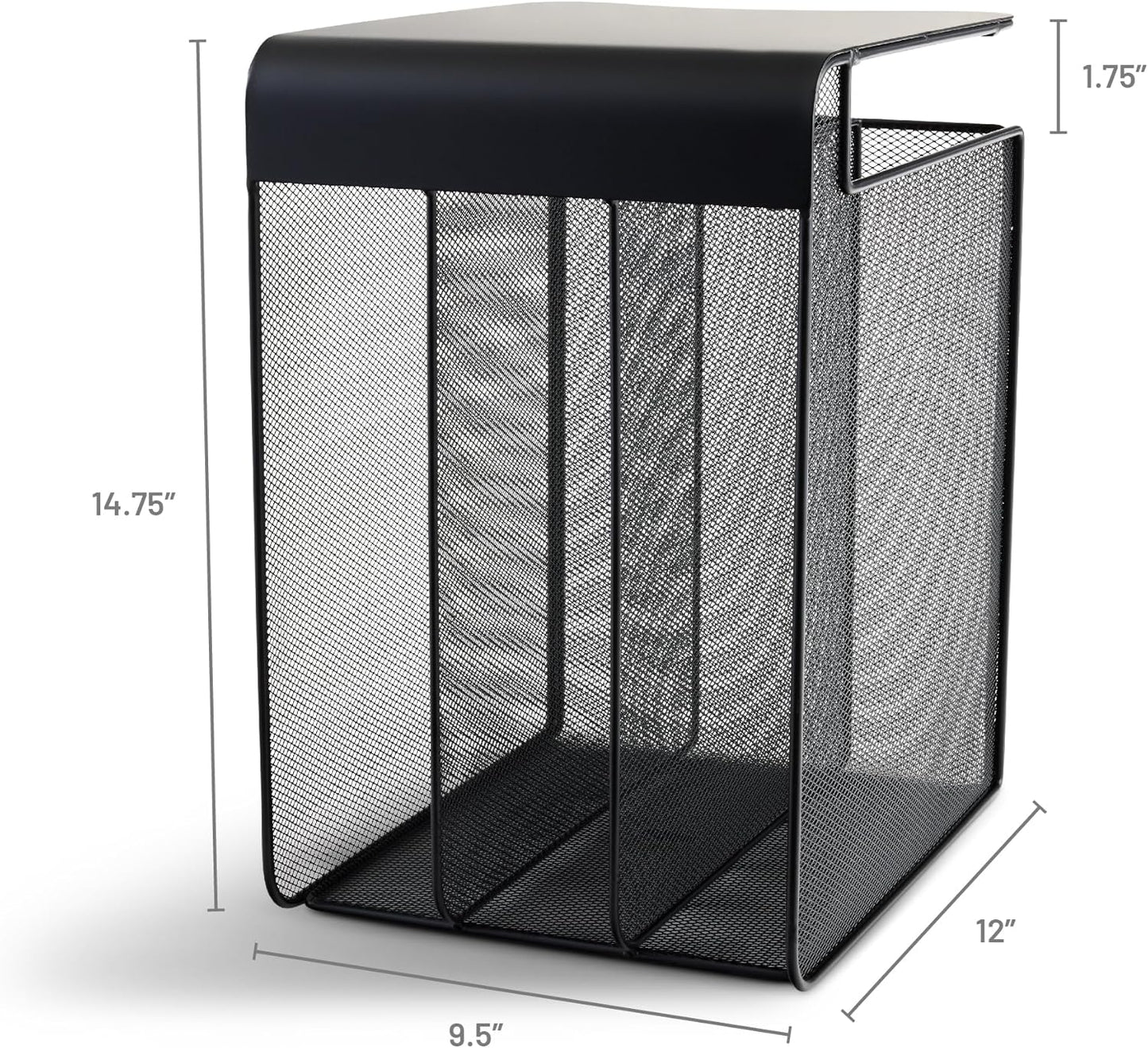Safco Onyx Hanging Under Desk Organizer, 4 Trays, Office and Classroom Mailbox , Paper and Mail Sorter, Steel Mesh, Black