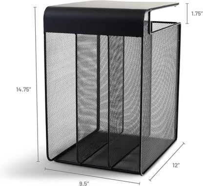 Safco Onyx Hanging Under Desk Organizer, 4 Trays, Office and Classroom Mailbox , Paper and Mail Sorter, Steel Mesh, Black