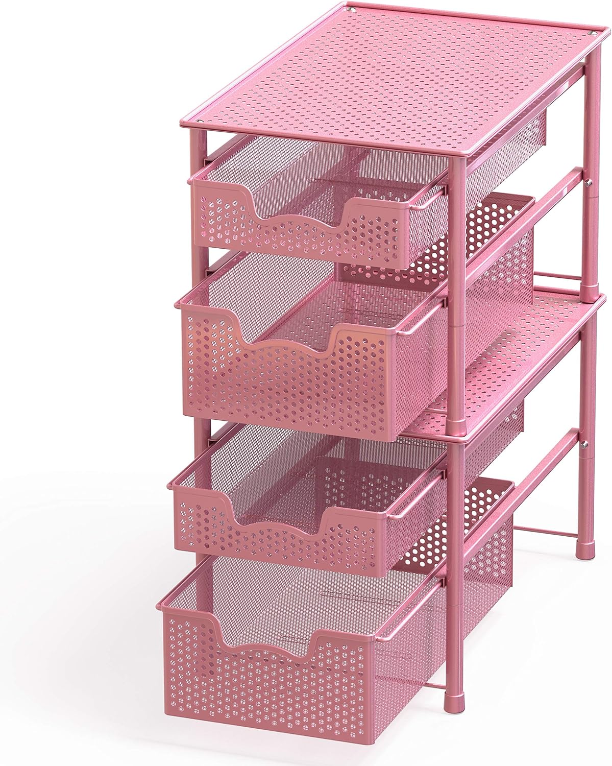 Simple Houseware Stackable 3 Tier Sliding Basket Organizer Drawer, Silver