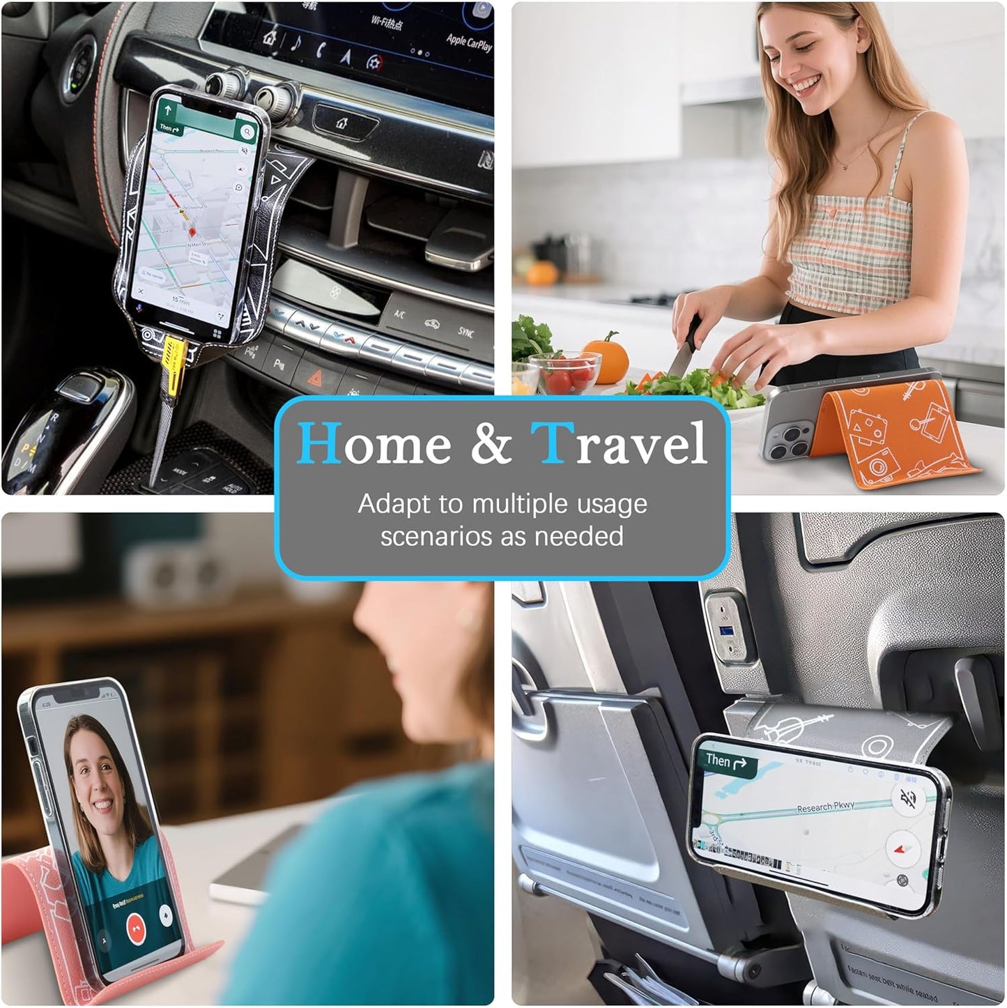Adjustable Angle Phone Stand Tablet Holder, Sturdy Universal for All Smartphones - Foldable Portable for Desk, Travel, Home, Kitchen, Bed, Treadmill, Airplane, Pink