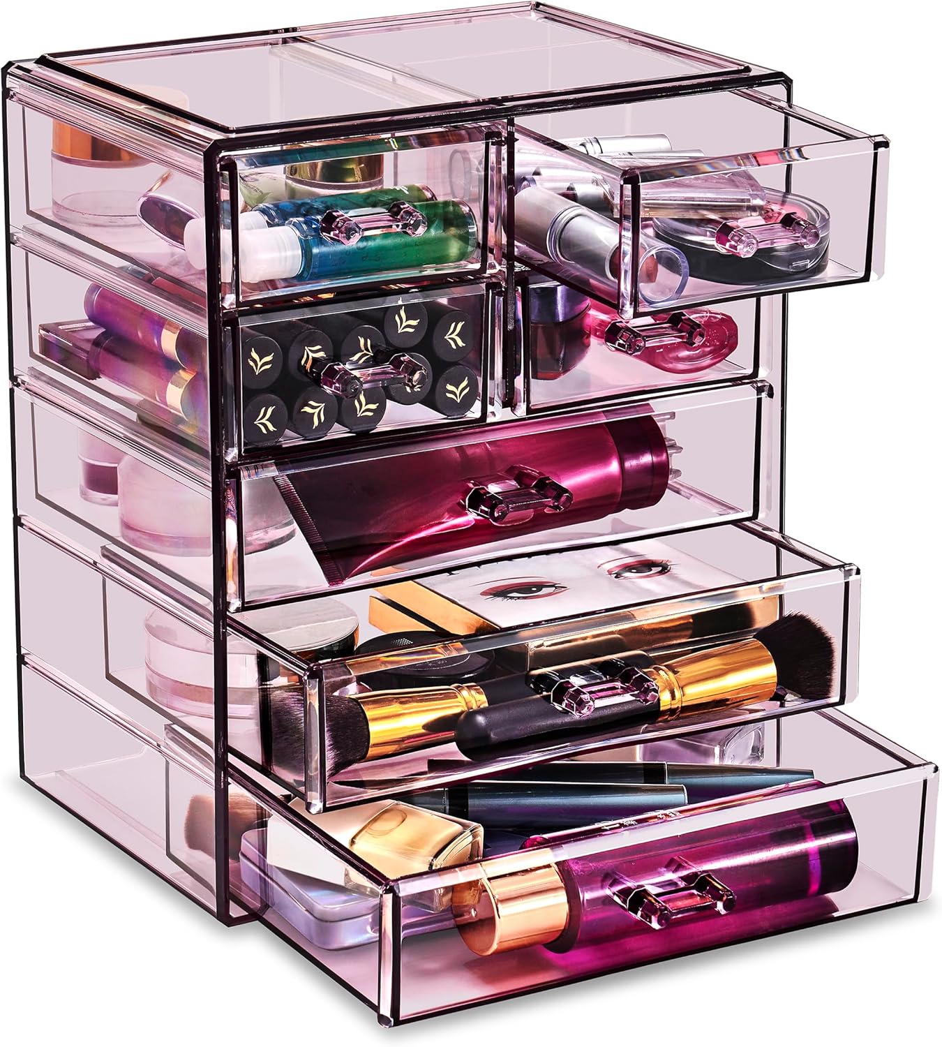Sorbus Acrylic Makeup Organizer Set, 6-Drawer Vanity & Countertop Cosmetic Storage with Small & Wide Drawers, Clear Makeup Storage for Brushes, Lipsticks, Jewelry – Holiday Gift for Women & Teens