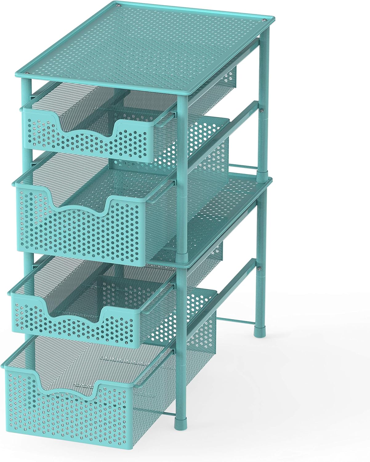 Simple Houseware Stackable 3 Tier Sliding Basket Organizer Drawer, Silver