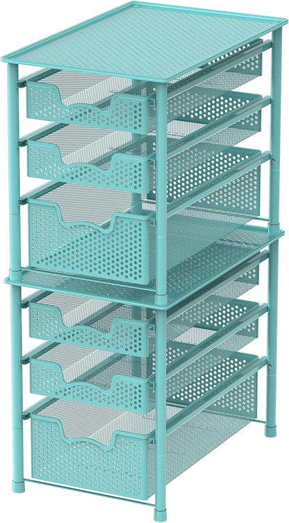 Simple Houseware Stackable 3 Tier Sliding Basket Organizer Drawer, Silver