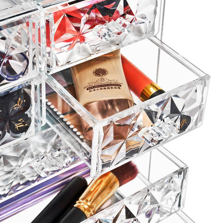 Sorbus Acrylic Makeup Organizer Set, 6-Drawer Vanity & Countertop Cosmetic Storage with Small & Wide Drawers, Clear Makeup Storage for Brushes, Lipsticks, Jewelry – Holiday Gift for Women & Teens