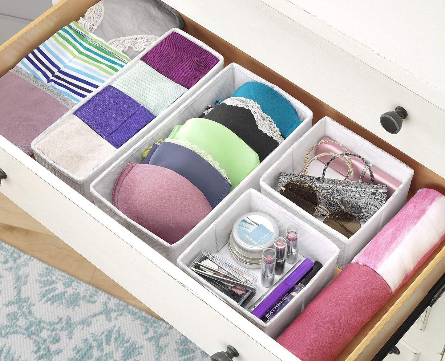 Whitmor 6283-9871 Set of 4-Crosshatch Gray Drawer Organizer