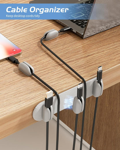 5-Pack Magnetic Cable Clips Cord Organizer - Smoothly Adjustable, Puretor Desk Cable Management Clips. Ideal Wire Holders for Desktop, Nightstand, Wall - Perfect for Home Office, Phone, Car (Black)