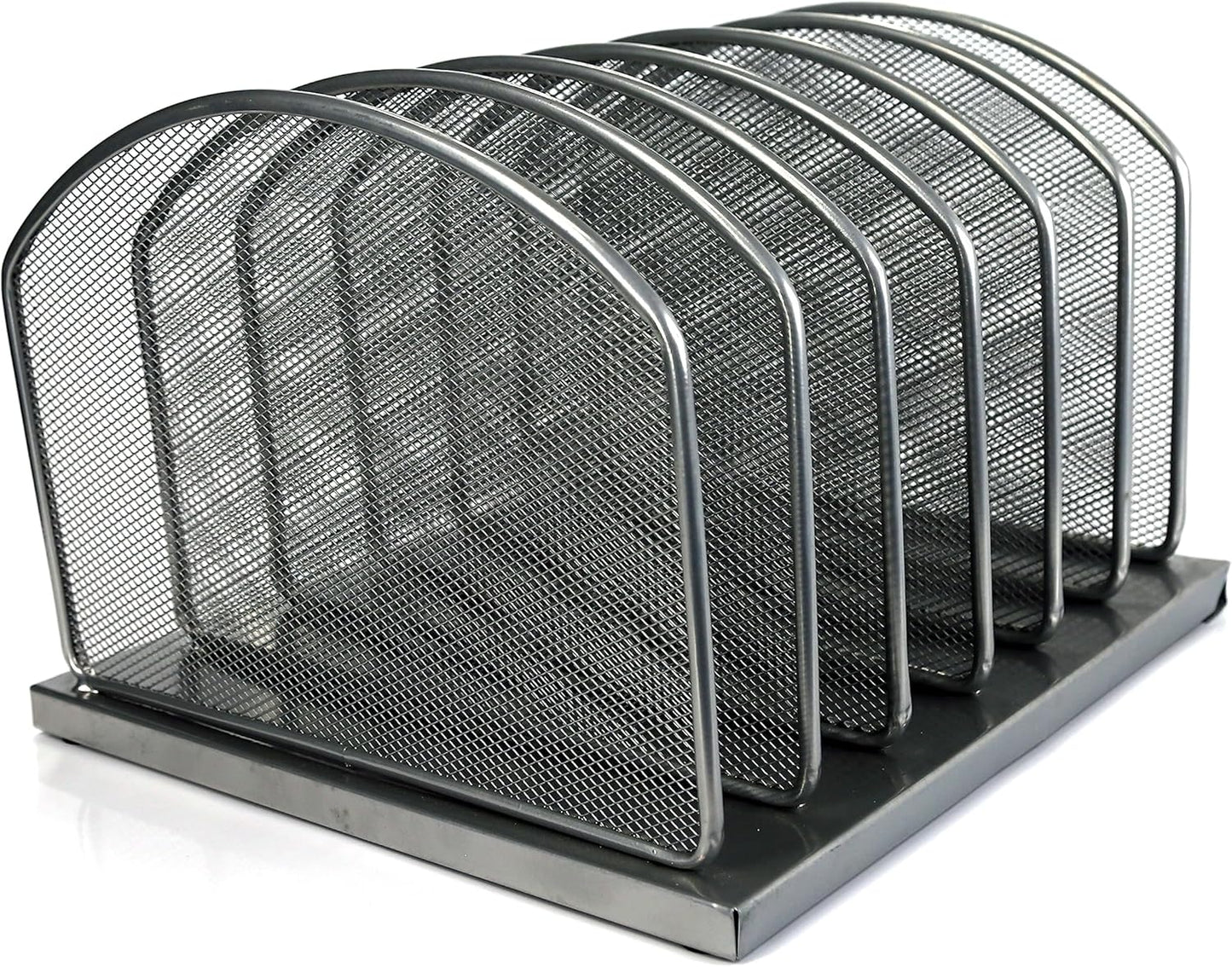 Huron 8-Slot Vertical File Binder Organizer Storage, Black Steel Mesh