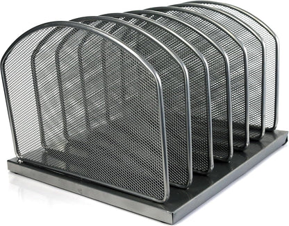 Huron 8-Slot Vertical File Binder Organizer Storage, Black Steel Mesh