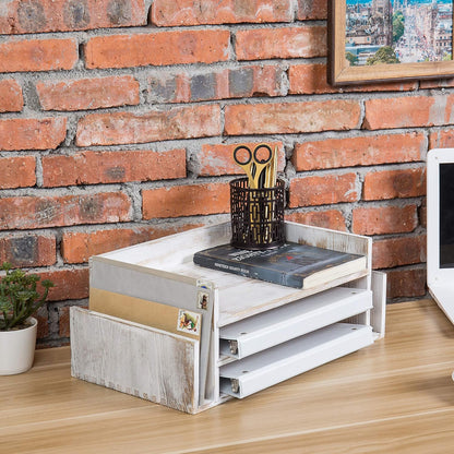 MyGift 2-Tier Premium Clear Acrylic Desk Letter Tray Organizer, A4 Size 2 Tier Document Organizer Desktop File Paper Holder Rack for Home and Office