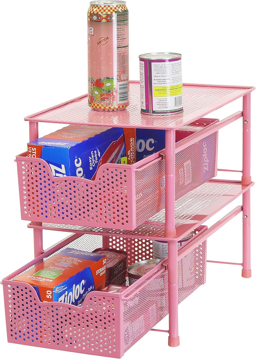 Simple Houseware Stackable 3 Tier Sliding Basket Organizer Drawer, Silver