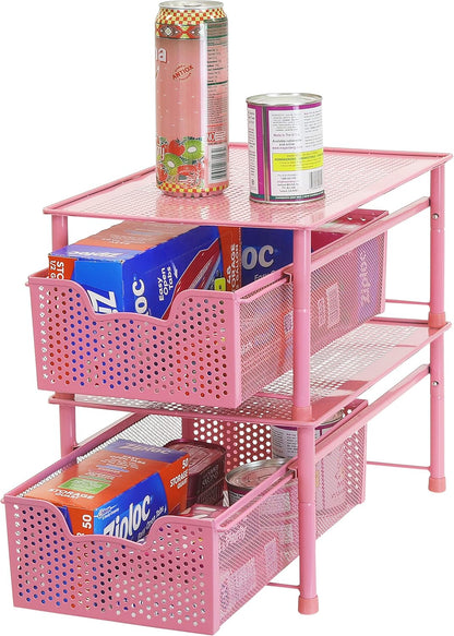 Simple Houseware Stackable 3 Tier Sliding Basket Organizer Drawer, Silver