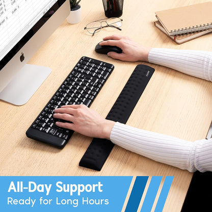 i-Rocks Memory Foam Keyboard Wrist Rest - Pain-Reducing Wrist Rest for Computer Keyboard - Non-Slip Rubber Base Wrist Rest - Cooling Keyboard Pad for Long Hours of Work, Studying, Gaming