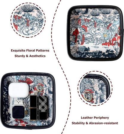 Decorative Catchall Tray with Jewelry Cleaning Cloth - Jewelry Organizer Trays for Keys, Watch, Jewelry, Cosmetics, Candy - Valet Tray Organizer for Bedroom, Nightstand, Entryway Table (Orange-Red)