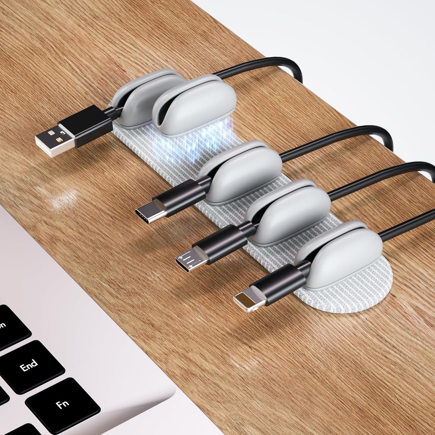 5-Pack Magnetic Cable Clips Cord Organizer - Smoothly Adjustable, Puretor Desk Cable Management Clips. Ideal Wire Holders for Desktop, Nightstand, Wall - Perfect for Home Office, Phone, Car (Black)