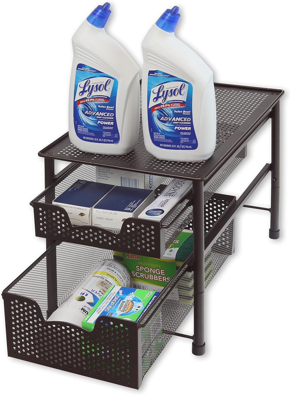 Simple Houseware Stackable 3 Tier Sliding Basket Organizer Drawer, Silver