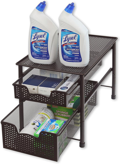 Simple Houseware Stackable 3 Tier Sliding Basket Organizer Drawer, Silver