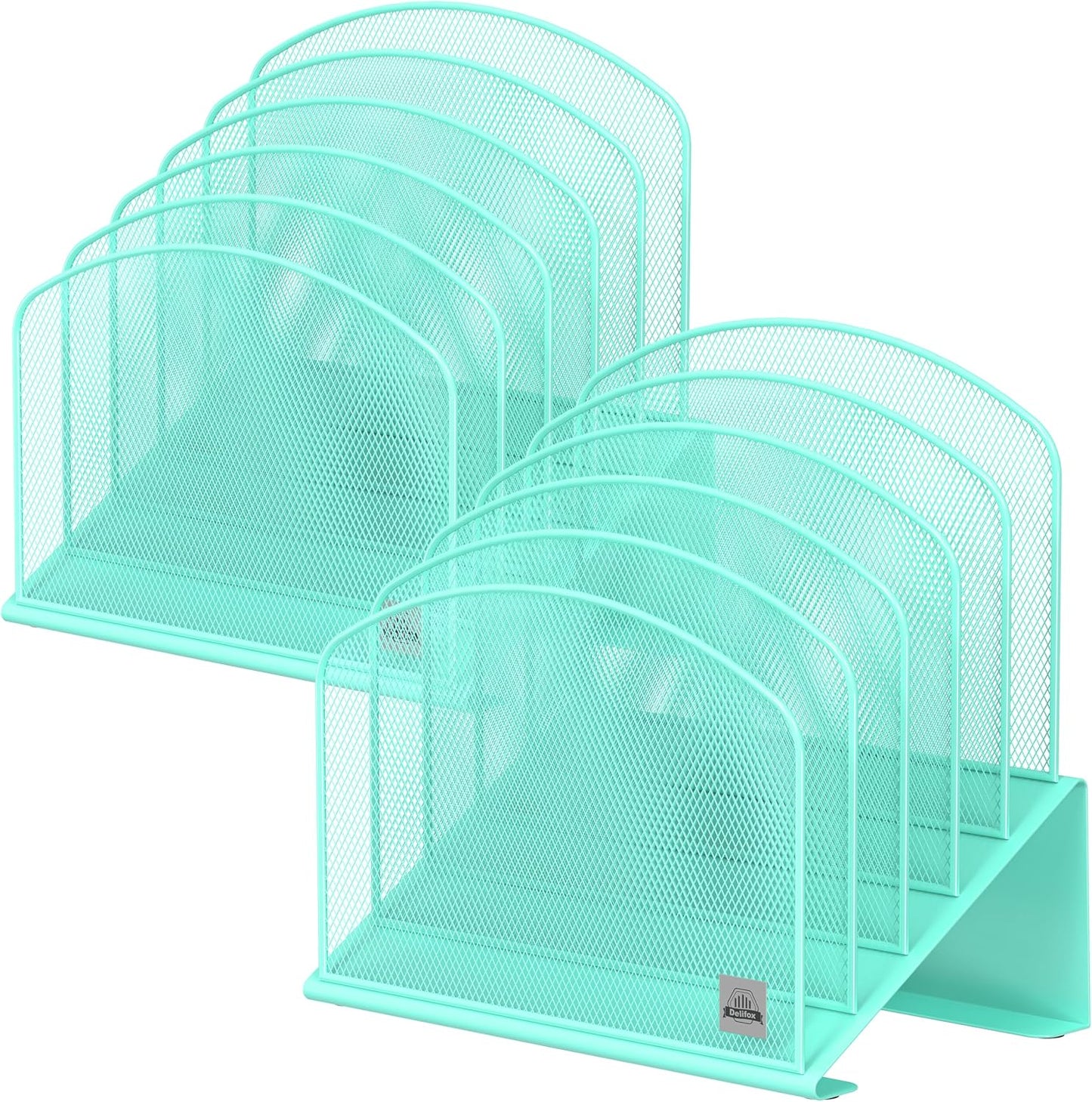 Delifox Inclined Desk File Organizer,Vertical File Folder Holder Stand Metal Rack File Sorter for Office Classroom Desktop Organization