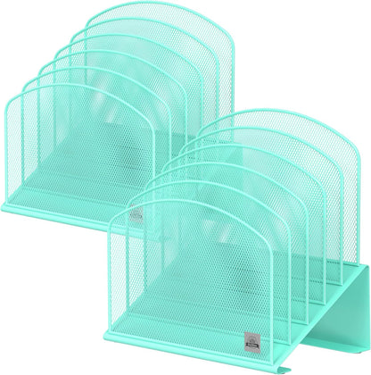 Delifox Inclined Desk File Organizer,Vertical File Folder Holder Stand Metal Rack File Sorter for Office Classroom Desktop Organization