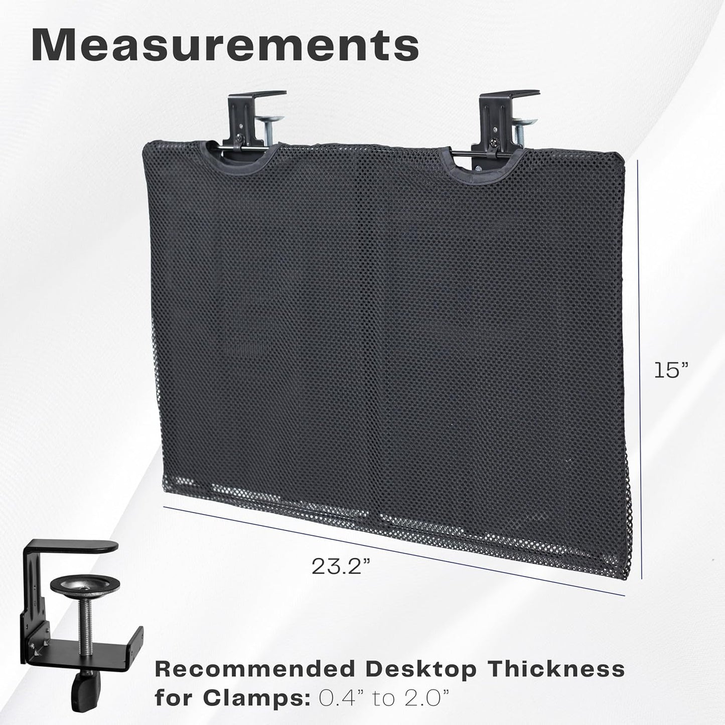 VIVO 48 Inch Clamp-on Privacy and Cable Management Organizer Sleeve, Wire Hider Kit Panel System, Desk Skirt, Black, DESK-SKIRT-48P