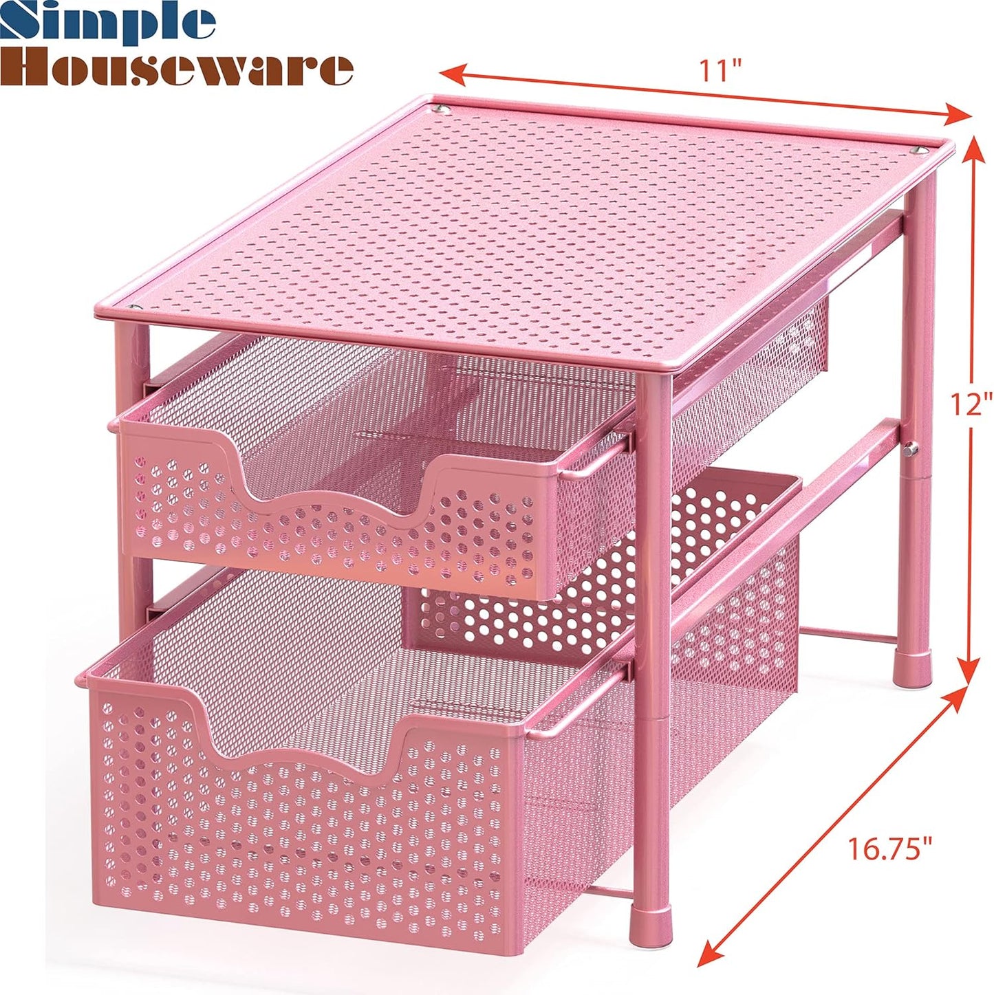 Simple Houseware Stackable 3 Tier Sliding Basket Organizer Drawer, Silver