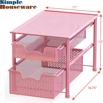 Simple Houseware Stackable 3 Tier Sliding Basket Organizer Drawer, Silver