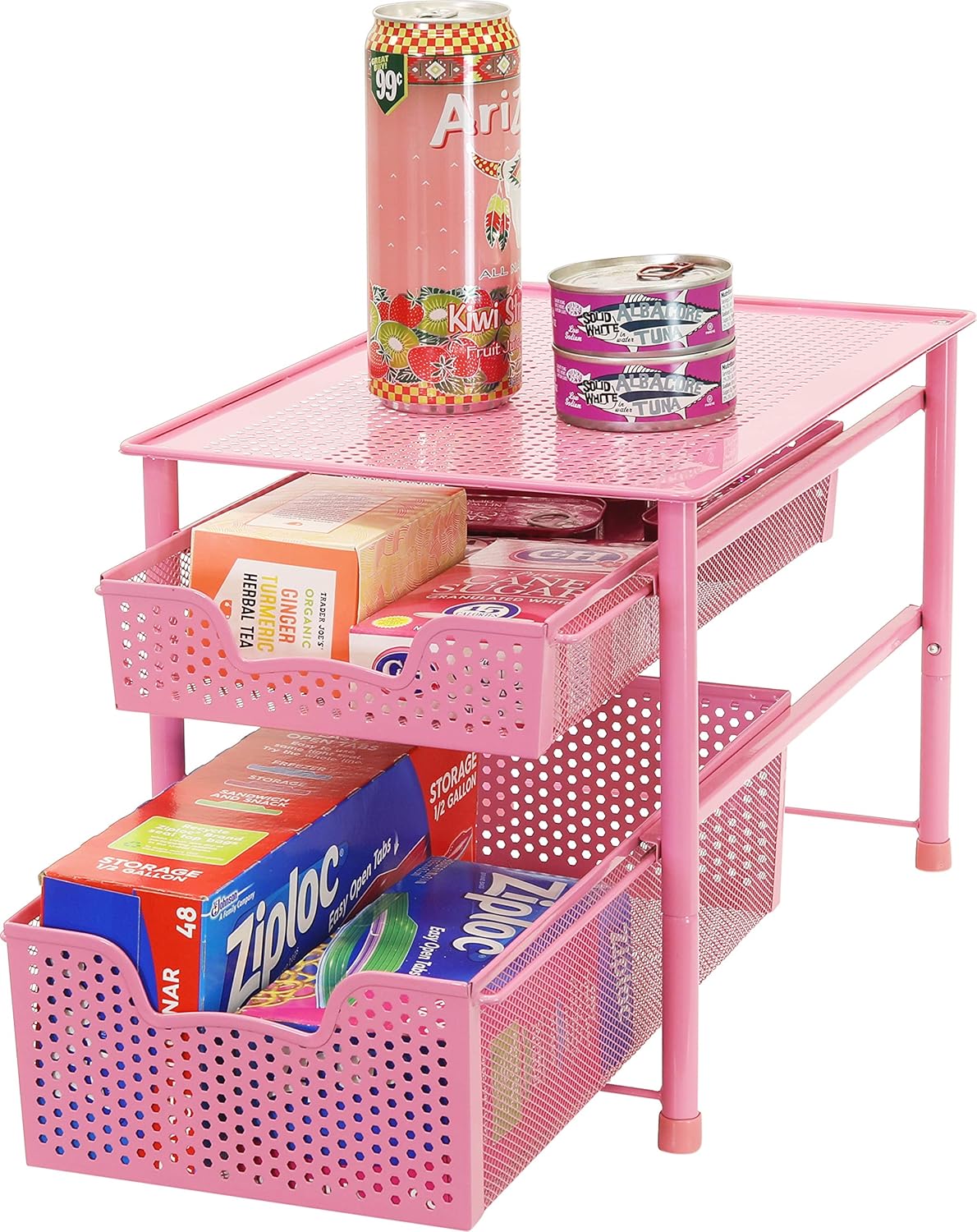 Simple Houseware Stackable 3 Tier Sliding Basket Organizer Drawer, Silver