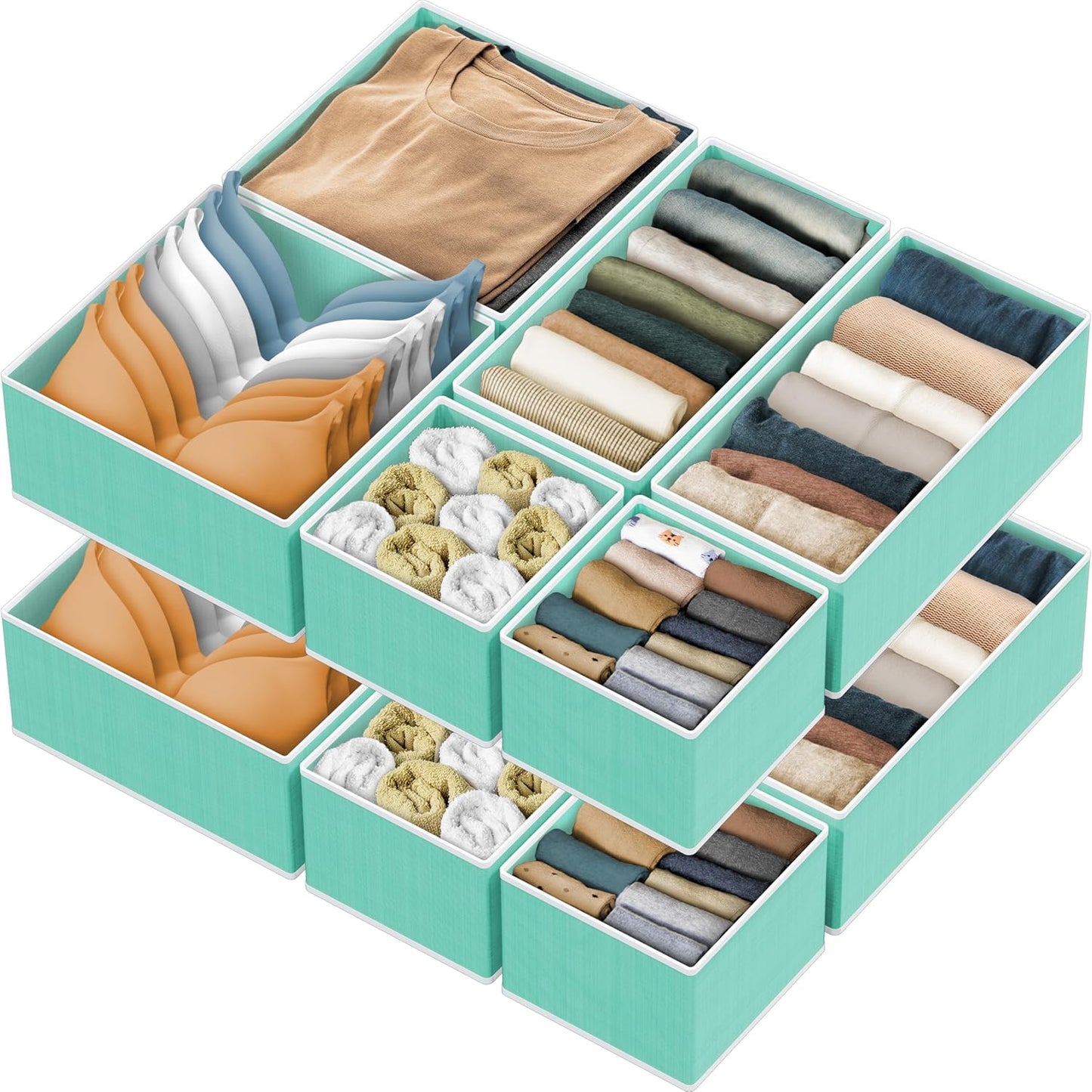 SIMPLE HOUSEWARE Foldable Drawer Organizer for Clothes/Underwear/Panty/Onesie Stocking Bin, Set of 12, Black
